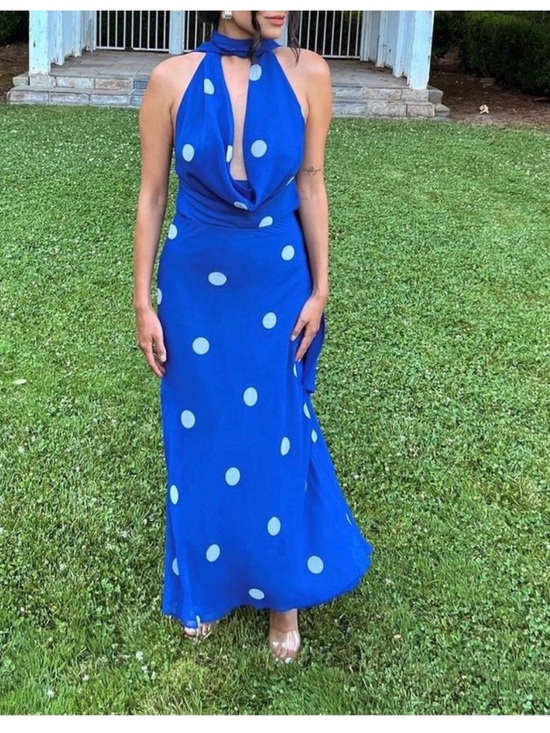 Zara Dresses & Skirts - Zara polka dot halter maxi dress
